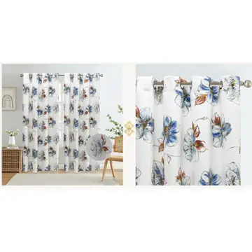 Bluefloral Blackout Grommet Curtain