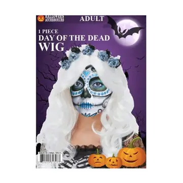 Day Of The Dead Long White Hair Wig