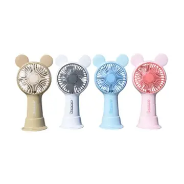 24 Pieces Mouse Ear Handheld & Desktop Mini Fan With Stand And Integrated Led Light - Electric Fans