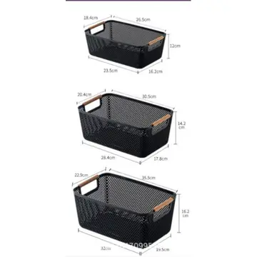 Plastic Multipurpose Storage Bin W/wooden Handles Asst Color Large