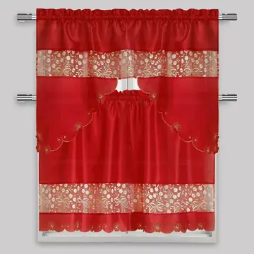 Red Kitchen Curtain 3 Piece Set