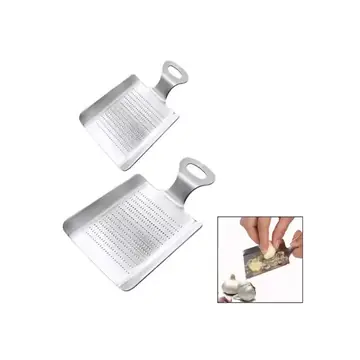 2pcs Ginger Grater Stainless Steel Wasabi Grater Shovel Garlic Press Crushed Kitchen Mincer for Fruits Vegetables Sushi Sashimi
