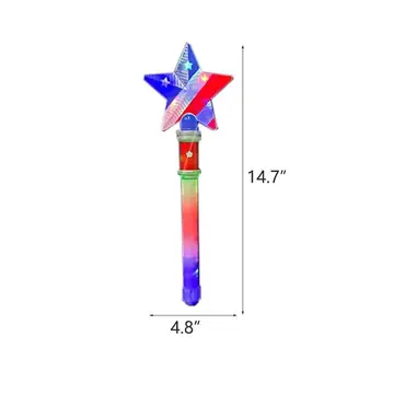 Light Up Star Wand W/ Usa Flag & Battery