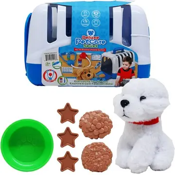 5.25-Inch Plush Dog With Accessories In 10-Inch Cage With Handle