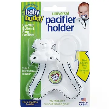 Universal Pacifier Holder Stitches - WhitE-Black