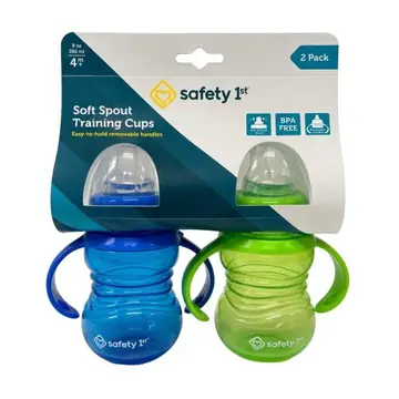 8 pieces Safety First 2-count 9oz Soft Spout Sippy Cups With Handles In Blue & Green - Baby Bottles