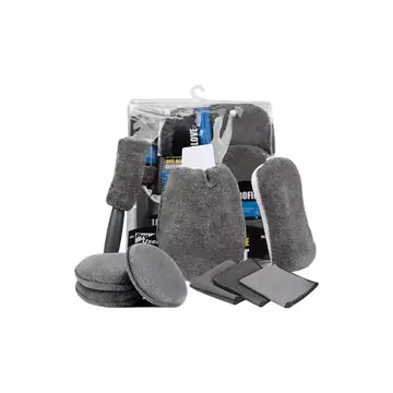 9PCS Car Cleaning Tool Kit, Complete Wash & Detailing Set with Brush, Mitt, Sponge & Towels