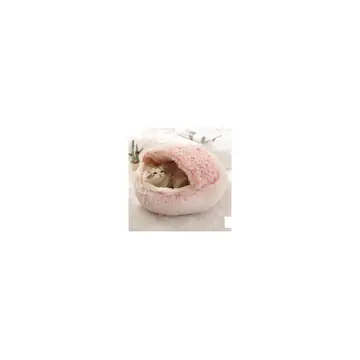 2 In 1 Dog And Cat Bed Pet Winter Bed Round Plush Warm Bed House Soft Long Plush Pets Bed Pet Products