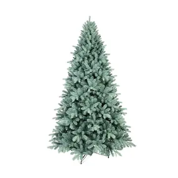 Artificial 6ft Blue Green Tint Christmas Tree With 1390 PE PVC Mixed Branch Tips, Memory Wire Iron Wire, Hinged Premium & Foldable Base For Indoor Holiday Decorating
