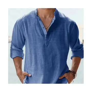 Casual Men's Loose Fitting Shirt With Long Sleeves