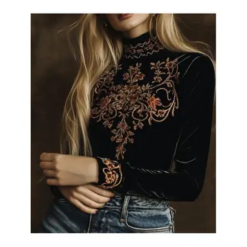 Casual Turtleneck Slim-fit Long-sleeved Top