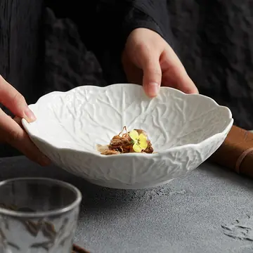 Ceramic Cabbage Noodle Bowl Soup Bowl Household High-grade Irregular