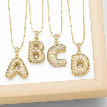 Clavicle Chain Copper Micro Inlaid Zircon 26 Letter Pendant Necklace For Women's Birthday Jewelry Gifts