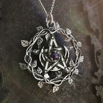 Dark Gothic Punk Vintage Magic Array Pendant Gem Necklace