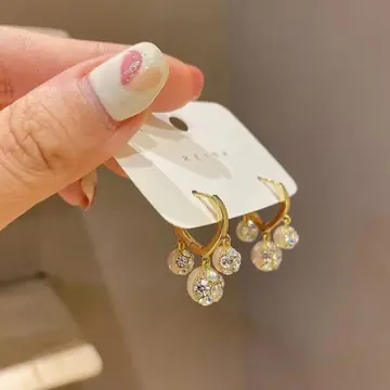 Diamond-studded Pearl Earrings High-end Light Luxury Net Red