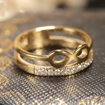 Double Retro CNC Diamond-studded Ring Fashion