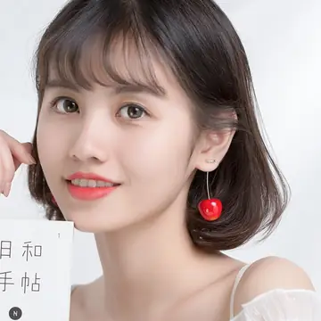 Elegant Lady Long S925 Silver Female Mori Fashion Cherry-shaped Earrings