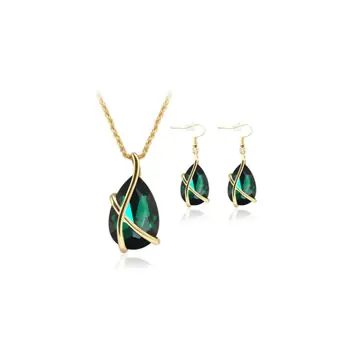 Europe and the United States cross-border e-commerce jewelry set pendant necklace earrings nostalgic crystal holiday party wedding supplies