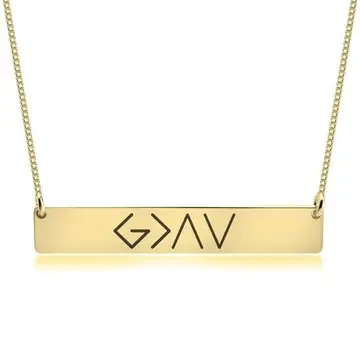 European And American Fashion One Word Horizontal Bar Pendant Necklace