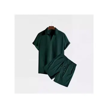 European And American Leisure Loose Multi-color Beachwear Corduroy Short Sleeve Suit Two-piece Set