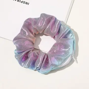 European And American Printed Satin Zipper Large Intestine Hair Ring
