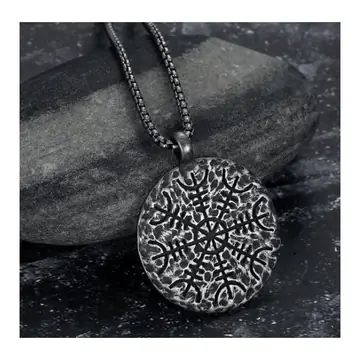 European And American Titanium Steel Men's Retro Viking Myth Pendant Metal Necklace