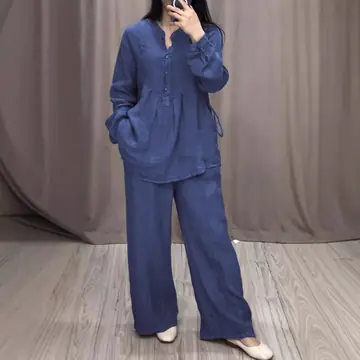Fashion Comfortable Cotton And Linen Long Sleeve Half Cardigan Casual Suit