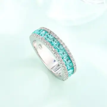 Fashion White Gold Plated Emerald Zircon Ring