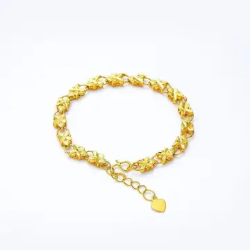 Gold-plated Lucky Clover Gift Love Heart Brass Gold-plated