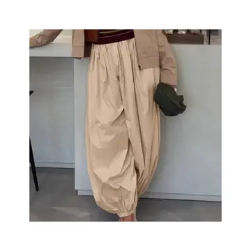 High Waist Pure Color Ankle-tied Wide Bloomers Harem Pants