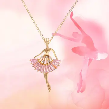 Ins Ballet-girl-shaped Necklace Fashion Personality Rhinestone Clavicle Chain Jewelry For Women