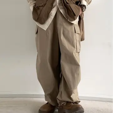 Japanese-style Retro Loose Wide-leg Workwear Trousers Thin