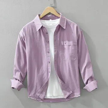 Japanese Style Simple Long Sleeve Shirt Men's New Fashion Casual