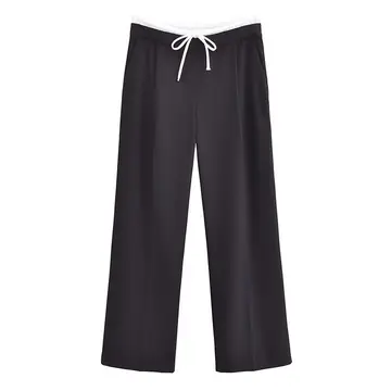 Knot Design Lace-up Side Zip Casual Trousers
