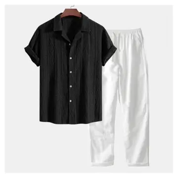 Lapel Casual Short-sleeved Shirt Digital Printing Comfortable Trousers Suit
