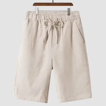 Linen Shorts Men's Casual Loose Cropped Pants