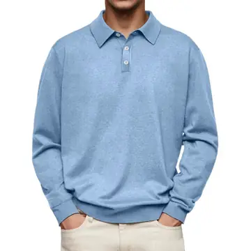 Long Sleeve V-neck Buttons Men's Casual Jacket Polo Shirt