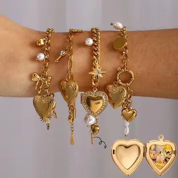 Love Chain Bracelet Fashion Titanium Steel Pearl Bow Bracelet