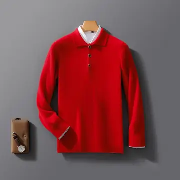 Men's Business Casual Polo Collar Knitted Sweater