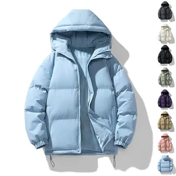 Men's Hoodie Coat Winter Fashion Solid ZIp-up Thickened Cotton-padded Jacket Casual Warm Outwear Top Clothing
