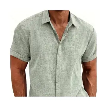 Men's Linen Short Sleeved T-shirt Loose Fitting