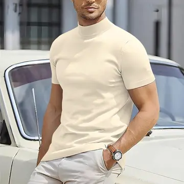 Men's Plus Size Sports Half-high Collar T-shirt