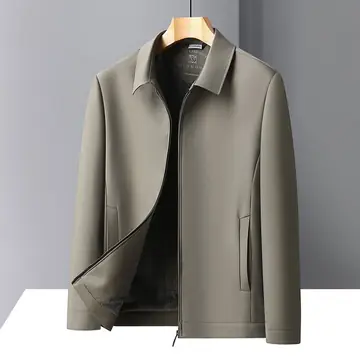 Men's Solid Color Casual Polo Collar Jacket