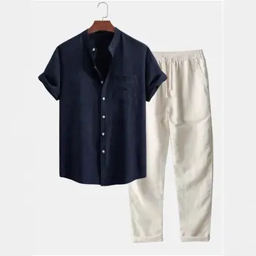 Men's Stand Collar 3D Digital Printing Fashion Slim-fit Short-sleeved Shirt