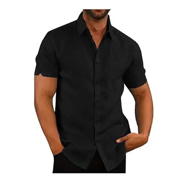 Men Short Sleeve Summer Solid Shirts Casual Loose Tops Tee