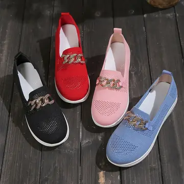 Metal Chain Wedge Platform Lightweight Mesh Surface Casual Pumps Women Shoes