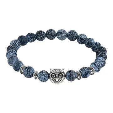 Natural Stone Owl Head Yoga Bracelet