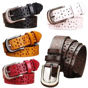 New Belt Hollow Pattern Belt Ladies Trend Waistband Genuine Woman Belt Vintage Pin Buckle Strap Jeans