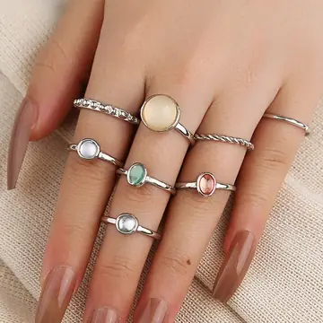 New Fashion Opal Champagne Multicolor Knuckle Ring
