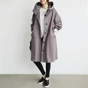 Oversized Women's Mid-Length Loose Windbreaker Jacket